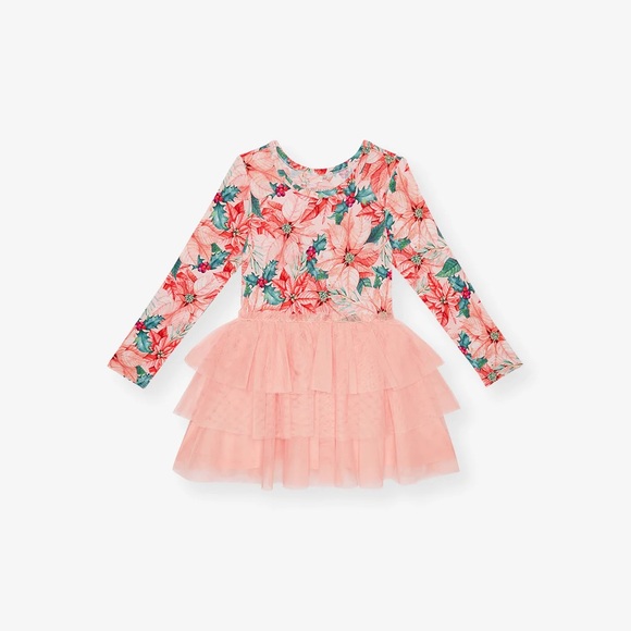 NWT - Posh Peanut - Tulle Tiered Dress - Pattern: Poinsettia - Size: 10-12 years - Picture 2 of 7